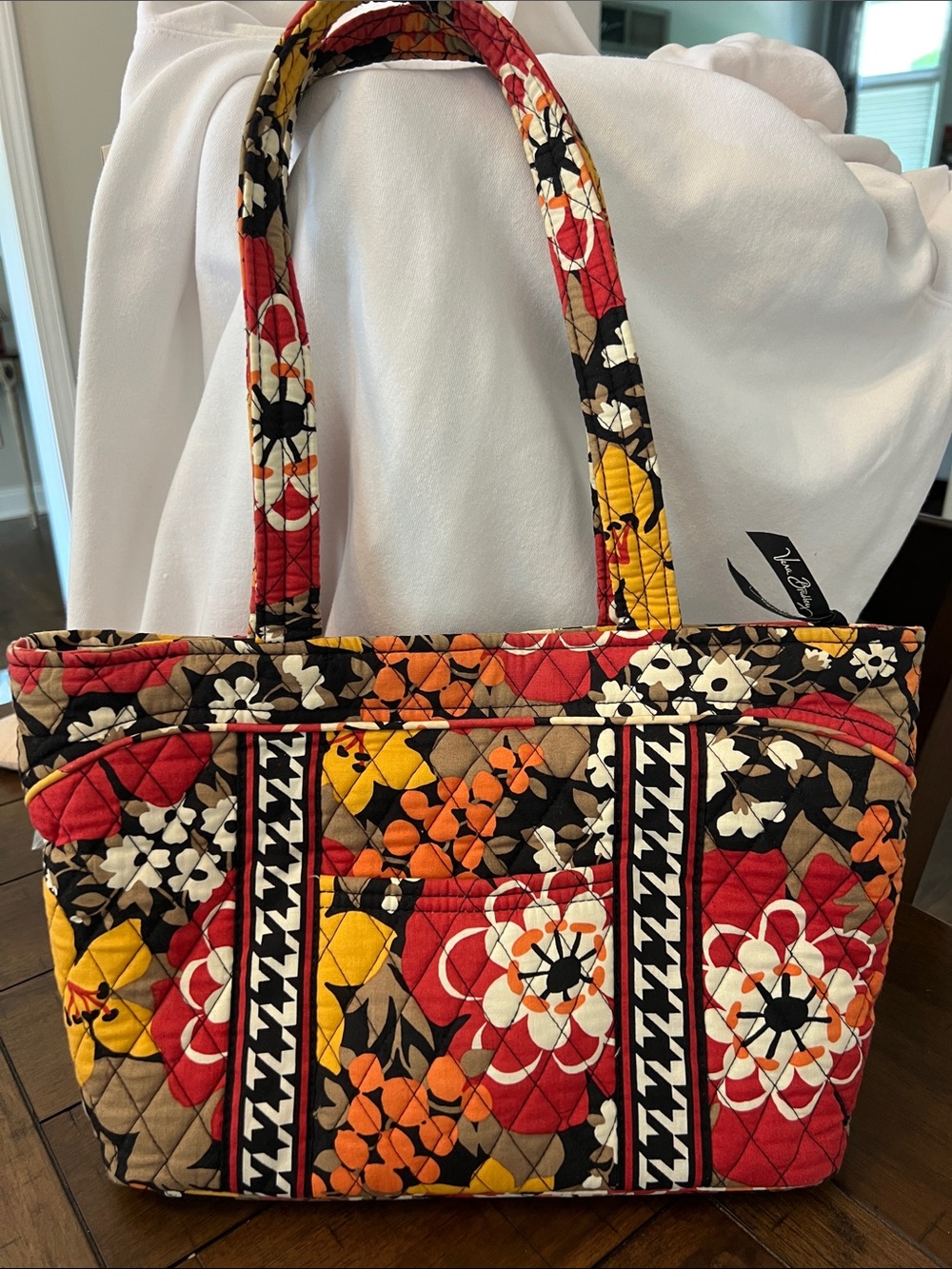Vera Bradley Quilted Floral Tote in Red, Orange, Yellow & Brown